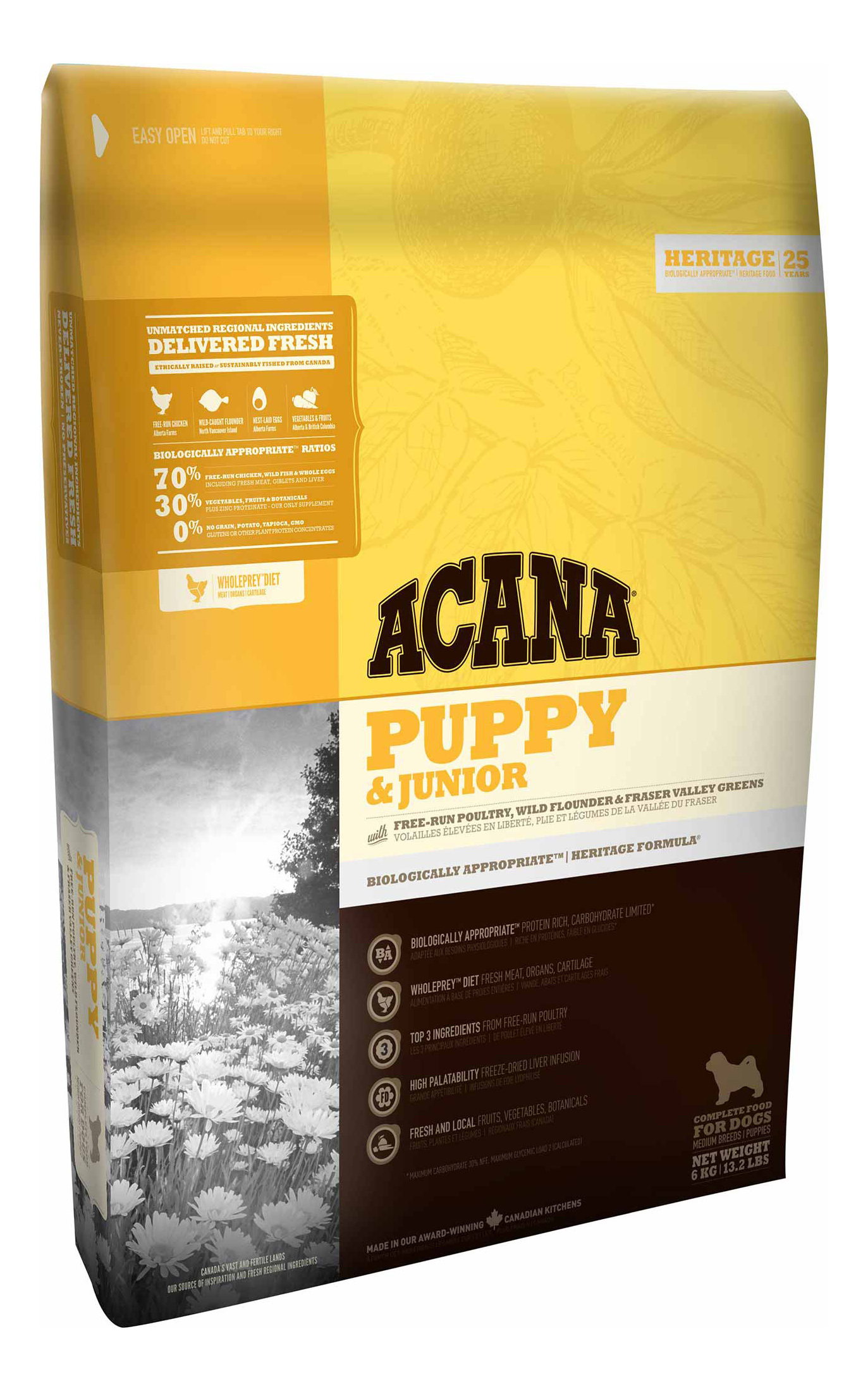 

Сухой корм для щенков ACANA Heritage Puppy & Junior, цыпленок, 6кг, HERITAGE PUPPY & JUNIOR