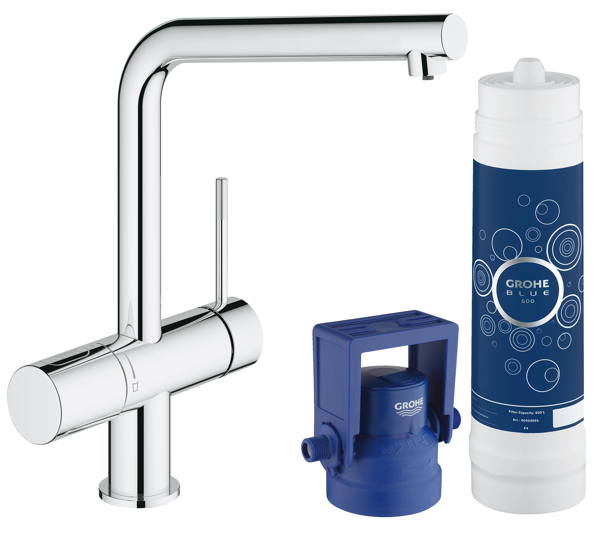 фото Смеситель для кухонной мойки grohe blue minta new pure 31345002 хром