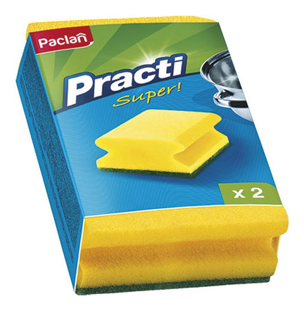 

Губка для посудыPaclan Practi Super 2 шт, Желтый;зеленый, super