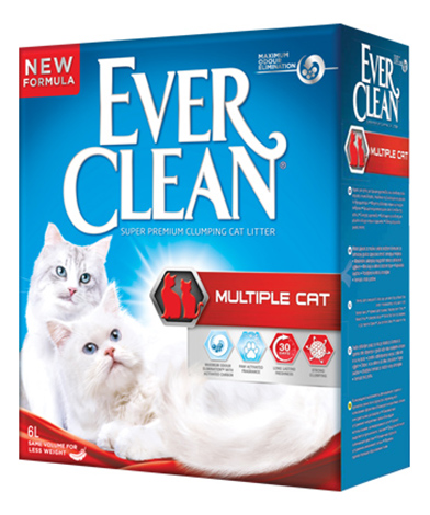 фото Комкующийся наполнитель для кошек ever clean multiple cat бентонитовый, 6 кг, 6 л