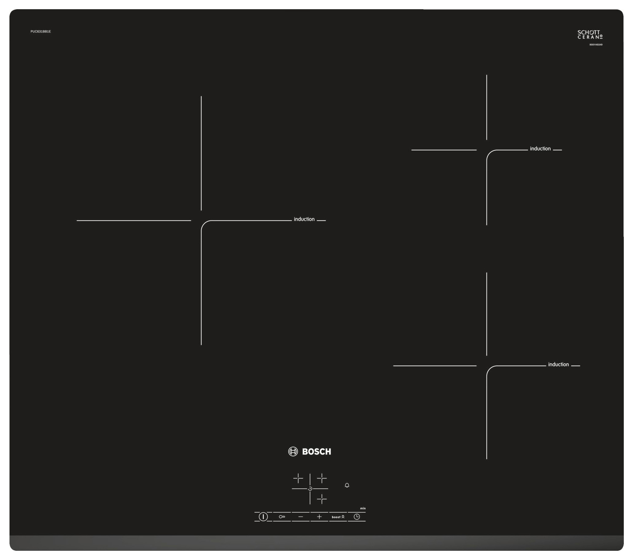 фото Встраиваемая варочная панель индукционная bosch puc631bb1e black