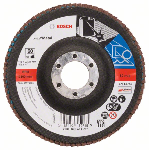 Круг лепестковый Bosch 115мм K60 Best for Metal 2608605451