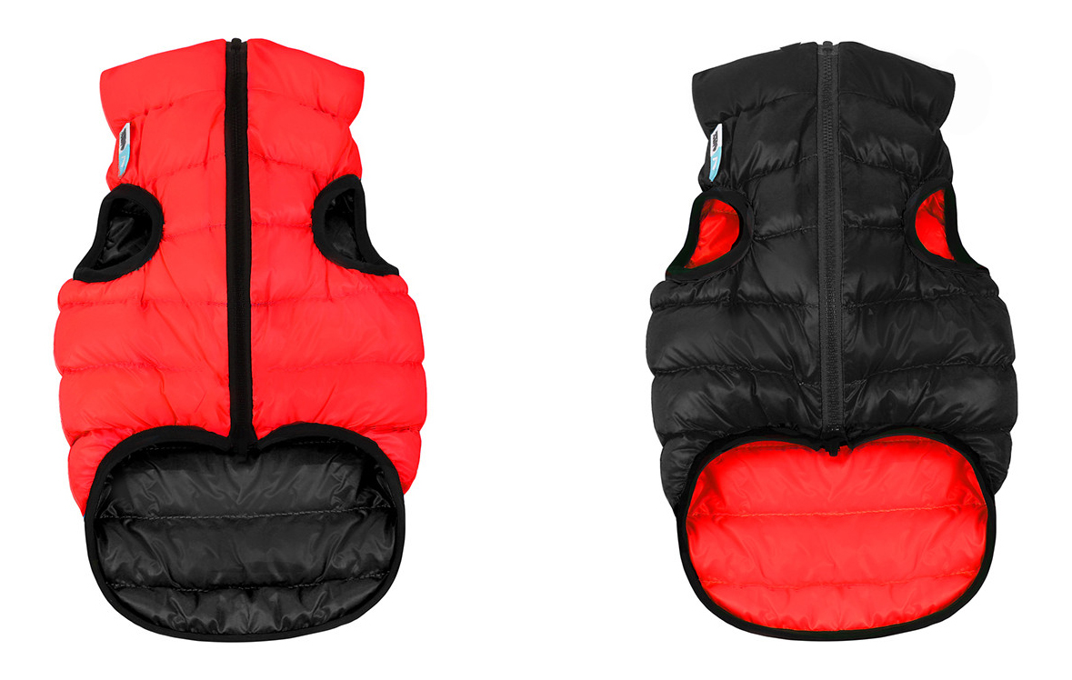 Куртка для собак AiryVest размер XS унисекс, черный, красный, длина спины 22 см