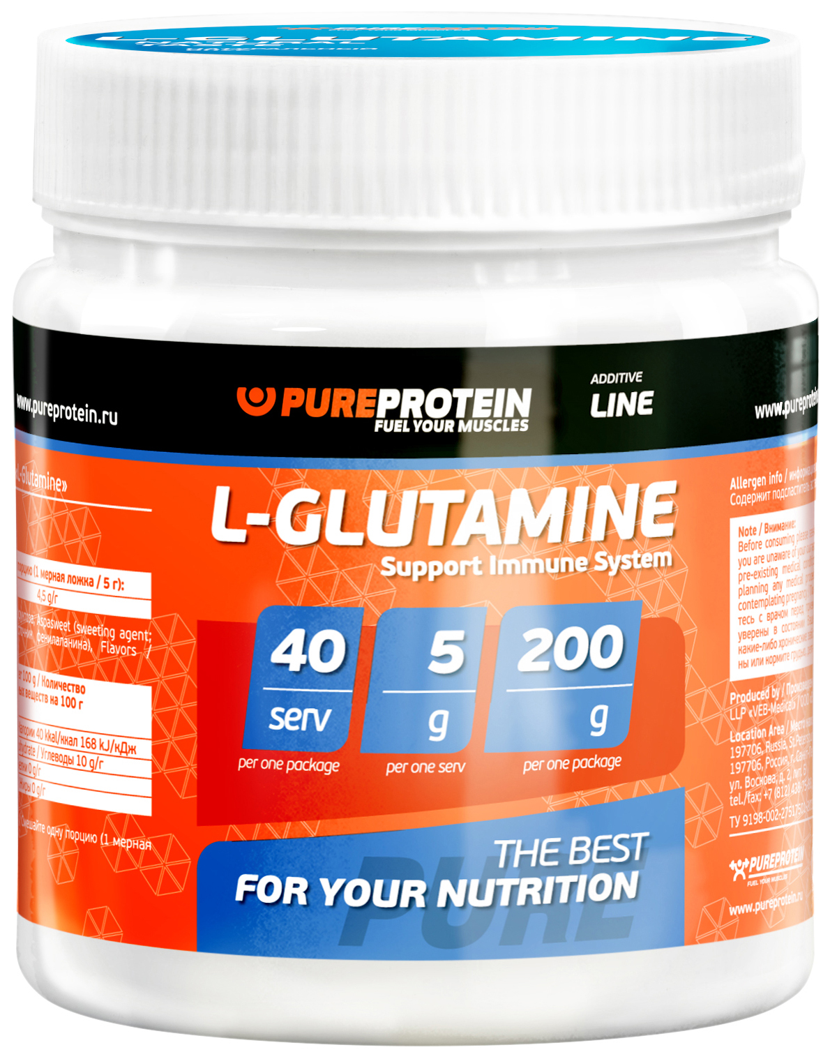 фото L-glutamine pureprotein, 200 г, яблоко