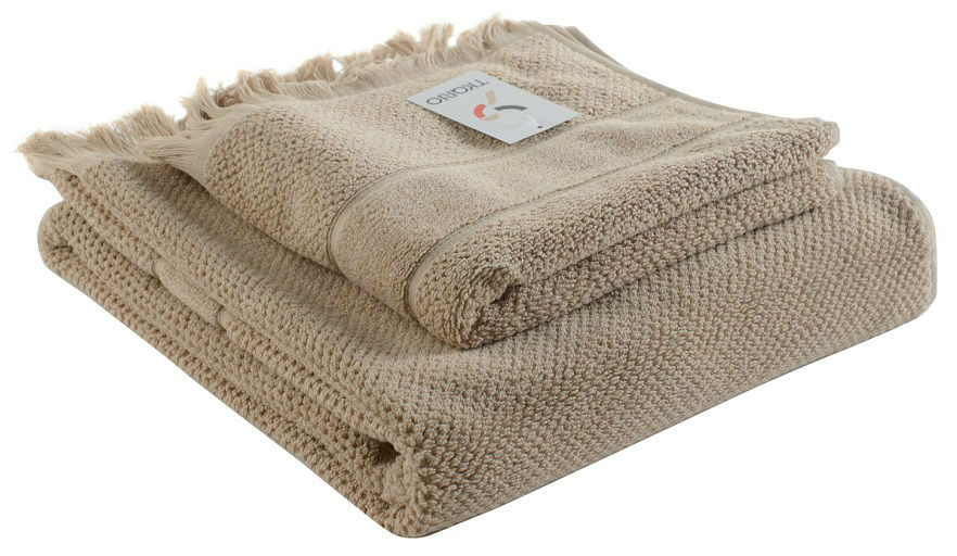 фото Банное полотенце с бахромой бежевого цвета essential 70х140 tkano