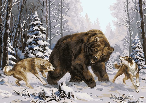 фото Набор для рисования по номерам "лайки и медведь. данчурова т" (40x50 см) русская живопись