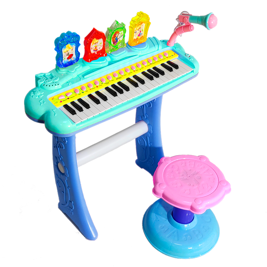 Детский синтезатор со стульчиком Combuy 2269-207 бирюзовый, 37 клавиш детский синтезатор со стульчиком combuy 2269 207 розовый 37 клавиш
