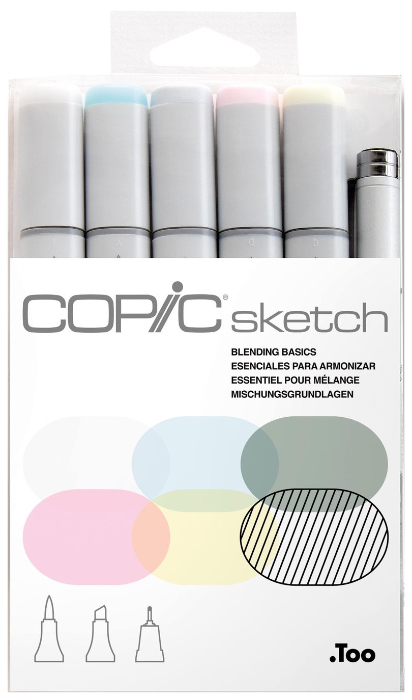 фото Набор маркеров copic sketch. смешанные а 6 ов розовый; голубой; желтый; серый