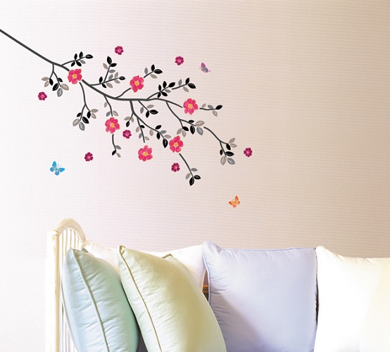 

Виниловая наклейка на стену Home-decors Нежные цветки на ветке 40х100см SS58230, Разноцветный