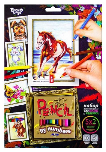 Набор для раскраски карандашами по номерам Danko Toys «Pencil by number. Лошадь»...
