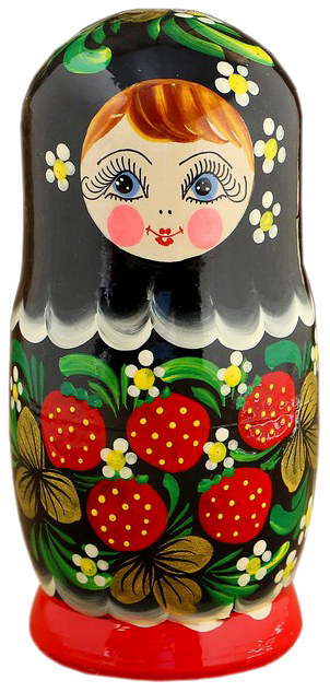 

Матрёшка «Хохлома», чёрный платок, 5 кукольная, 15 см, люкс Sima-Land, Многоцветный