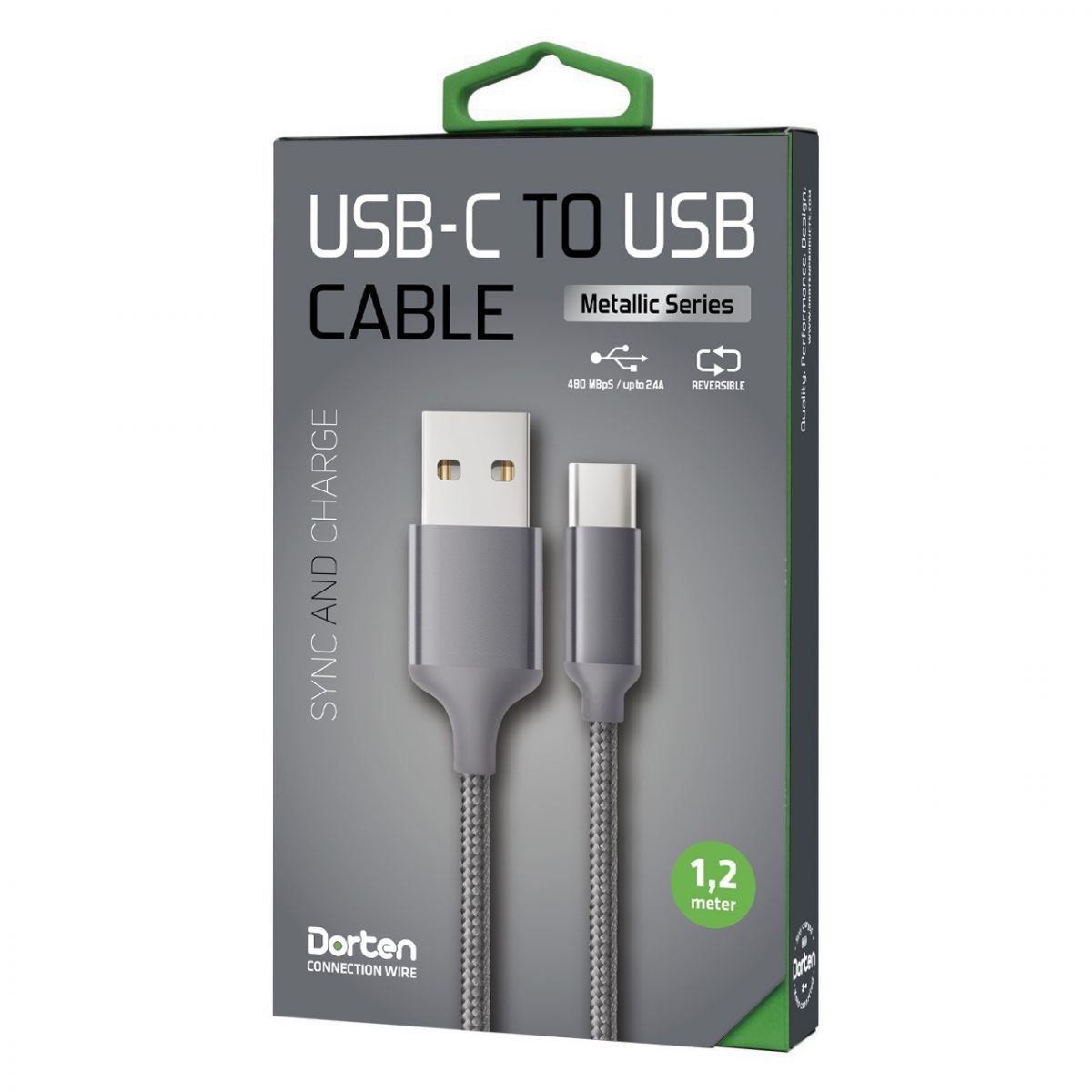 Кабель Dorten USB-C to USB Cable Metallic Series 1,2 м Dark Gray