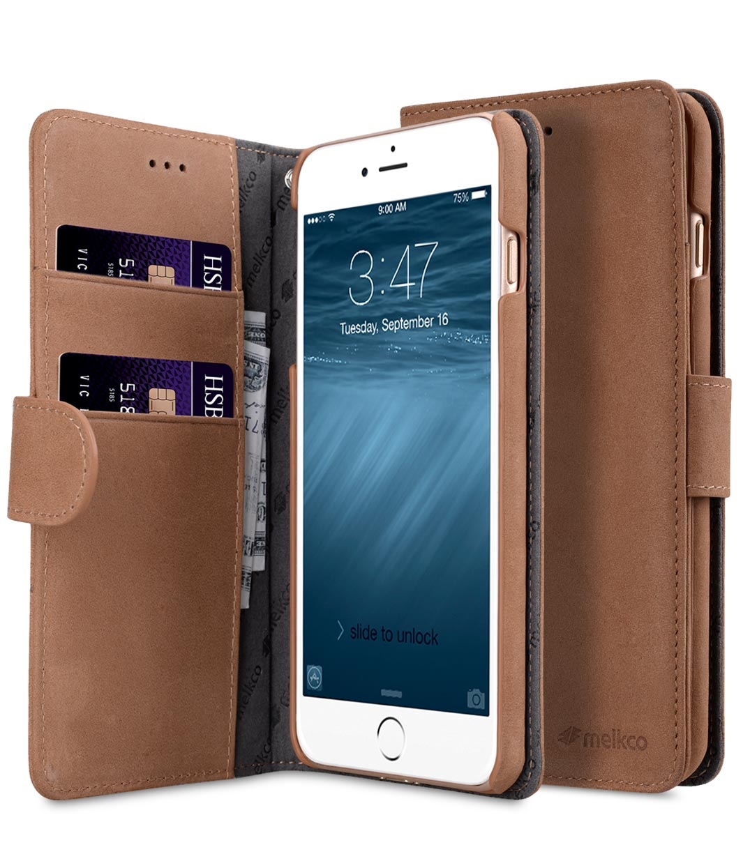 фото Чехол melkco для apple iphone 7 plus/8 plus - wallet book type, brown