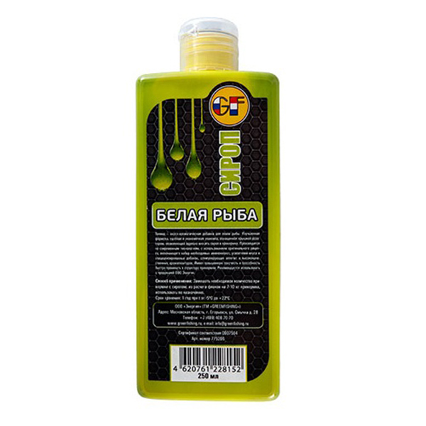 

Ароматизатор Gf Liquid для ловли белой рыбы, 0,25 л, кондитерский, 775206
