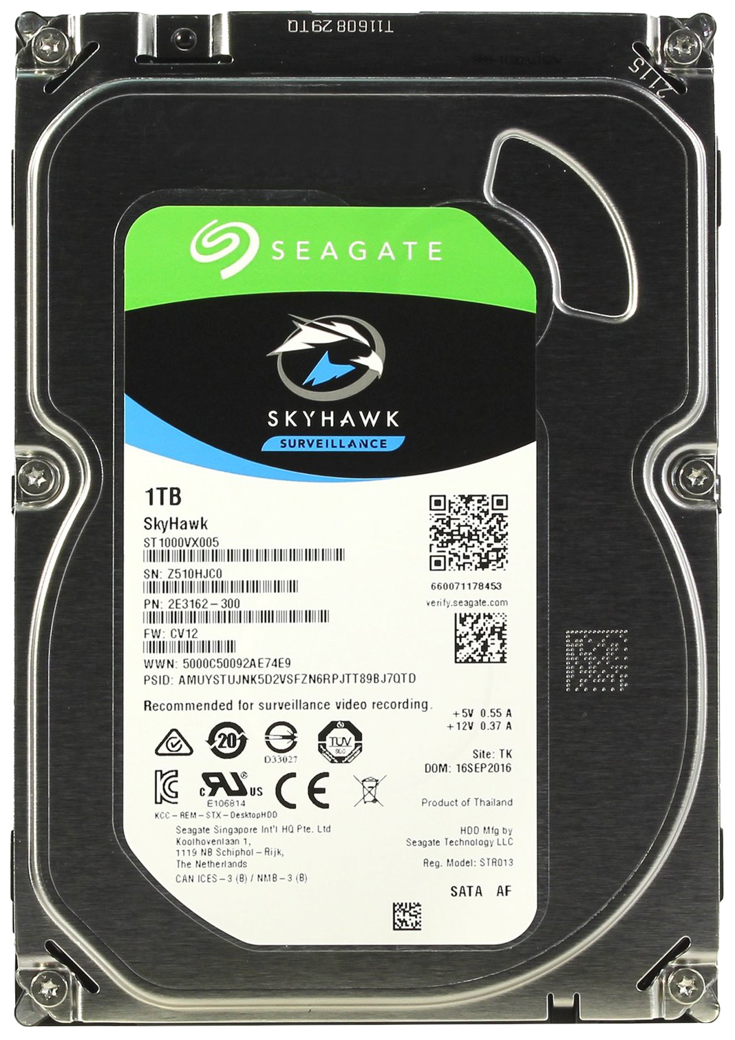 фото Внутренний жесткий диск seagate skyhawk 1tb (st1000vx005)