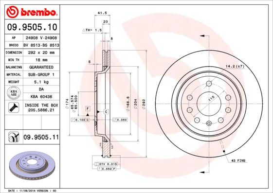 фото Тормозной диск brembo 09.9505.11