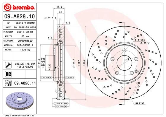 фото Тормозной диск brembo 09.a828.11