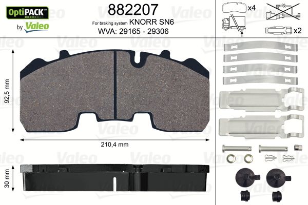 

Тормозные колодки Valeo дисковые 882207