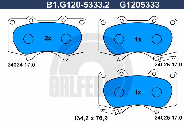 

Комплект тормозных дисковых колодок GALFER B1.G120-5333.2