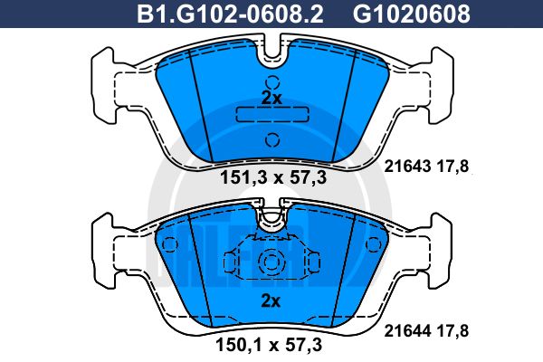 

Тормозные колодки GALFER дисковые B1G10206082