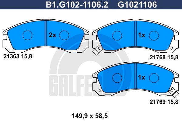 

Тормозные колодки GALFER дисковые B1G10211062