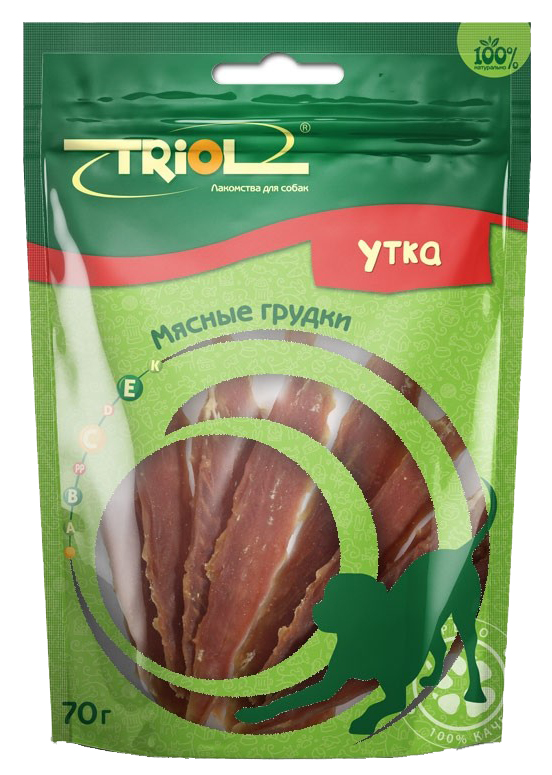 фото Лакомство для собак triol, мясные грудки из утки, 70г