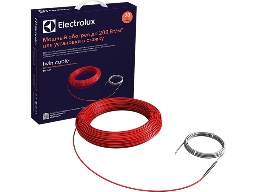 Греющий кабель Electrolux ETC 2-17-500 теплый пол нагревательный кабель русское тепло 95м 1900 вт с терморегулятором рт 05