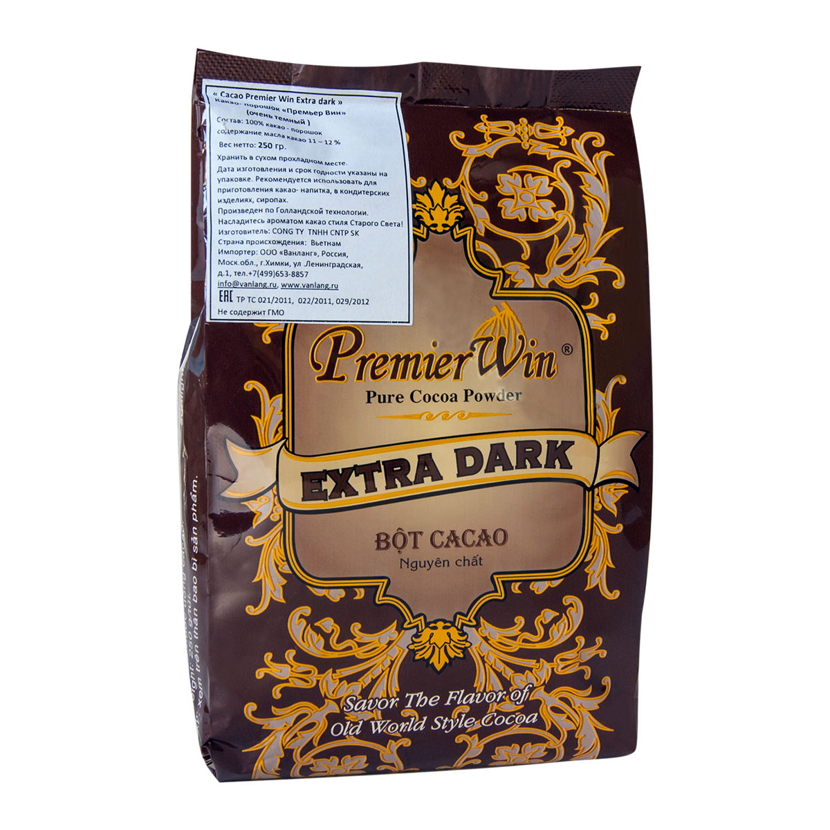 

Вьетнамское какао темное cосоа premier win extra dark 100% 250 г