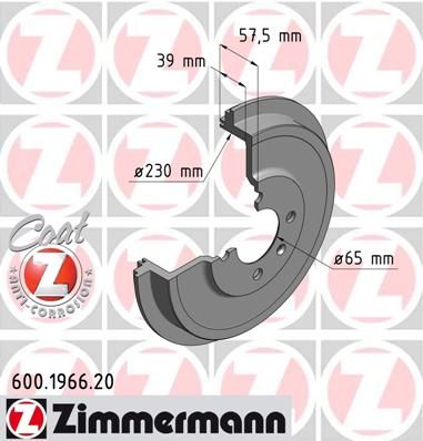 

Тормозной барабан ZIMMERMANN 600.1966.20