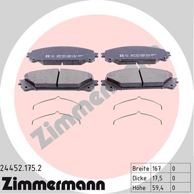 

Тормозные колодки ZIMMERMANN дисковые 24452.175.2