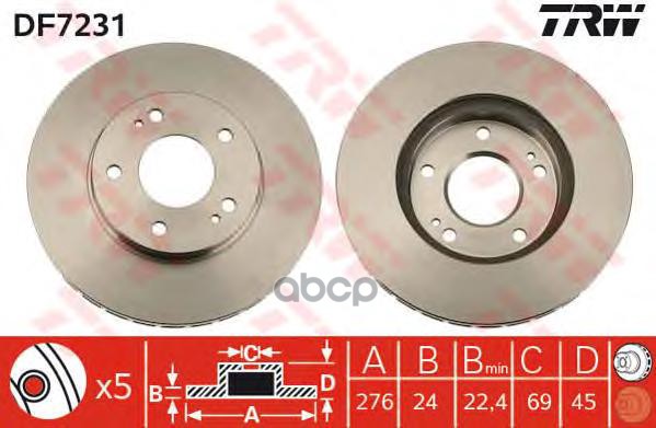 фото Тормозной диск trw/lucas для df7231