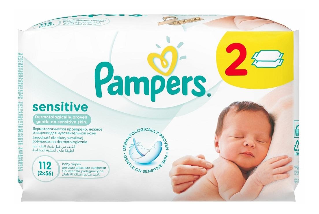 фото Детские влажные салфетки pampers sensitive, 112 шт.