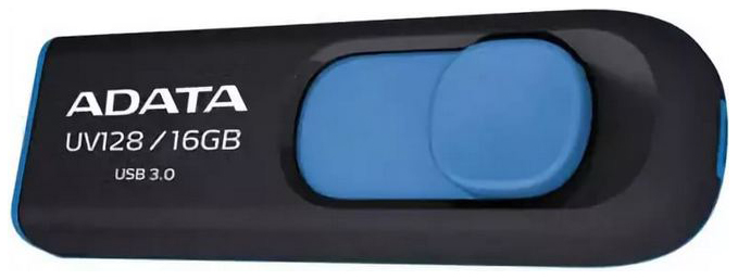 

Флешка ADATA UV128 16ГБ Blue/Black (AUV128-16G-RBE), UV128