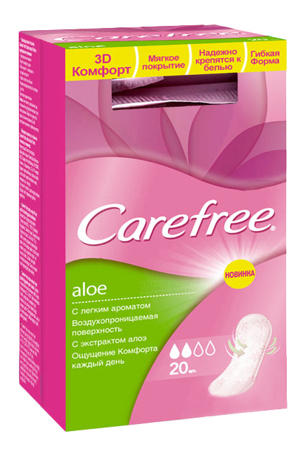 Cалфетки carefree ежедневные с экстрактом алоэ в индивидуальной упаковке, 20 шт.