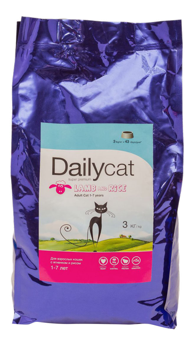 

Сухой корм для кошек Dailycat Adult, ягненок и рис, 3кг, Adult