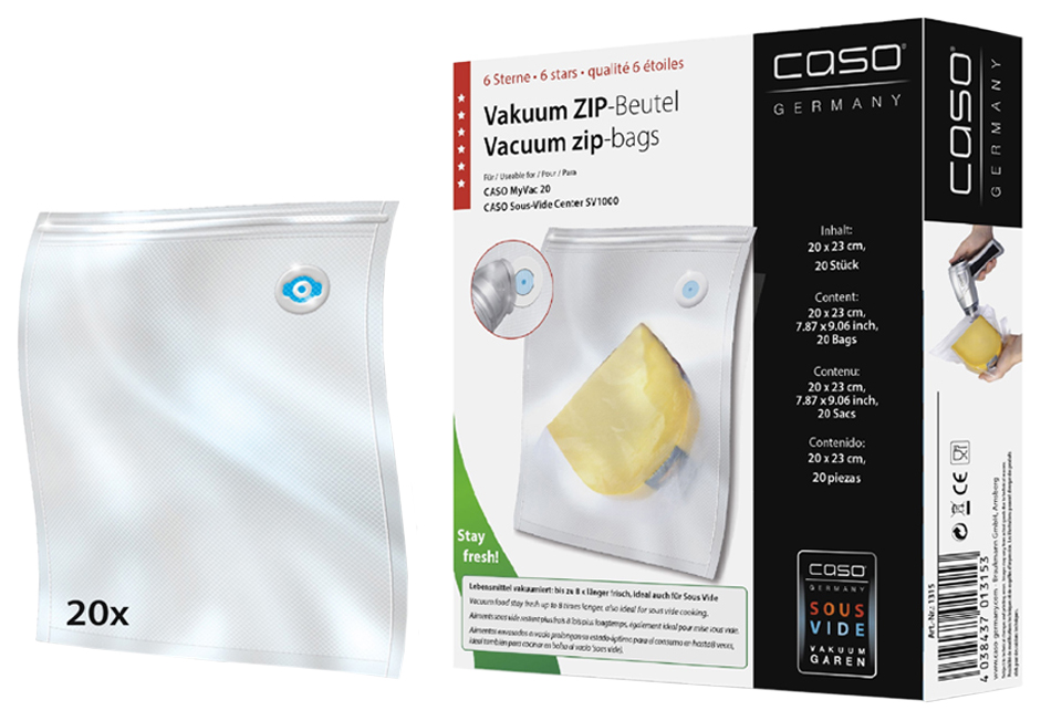 Пакеты для вакуумного упаковщика CASO 1315 пакет для вакуумного упаковщика caso 26x23 20шт