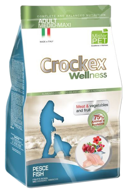 фото Сухой корм для собак crockex wellness adult medio-maxi, рыба, рис, 12кг