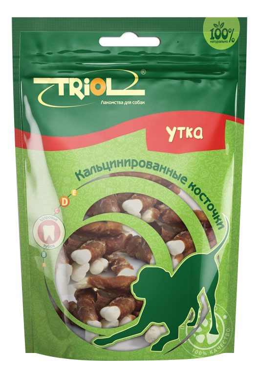 фото Лакомство для собак triol, кальцинированные косточки с уткой, 70г