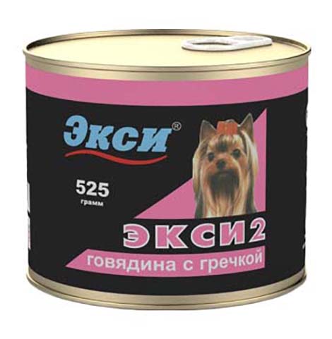 фото Консервы для собак экси-2 полноценный рацион, говядина, гречка, 525г