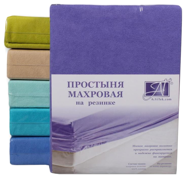 

Простынь махровая на резинке AlViTek 140х200 фиолетовая астра