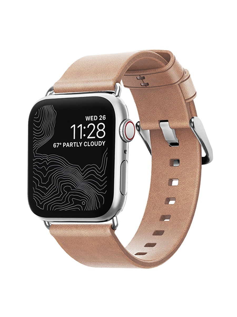 Ремешок Nomad Modern Slim для Apple Watch 38/40 мм Brown/Silver