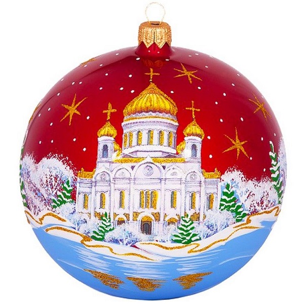 

Шар на ель Елочка Русь С 402-красный-1 11,5 см 1 шт., Русь