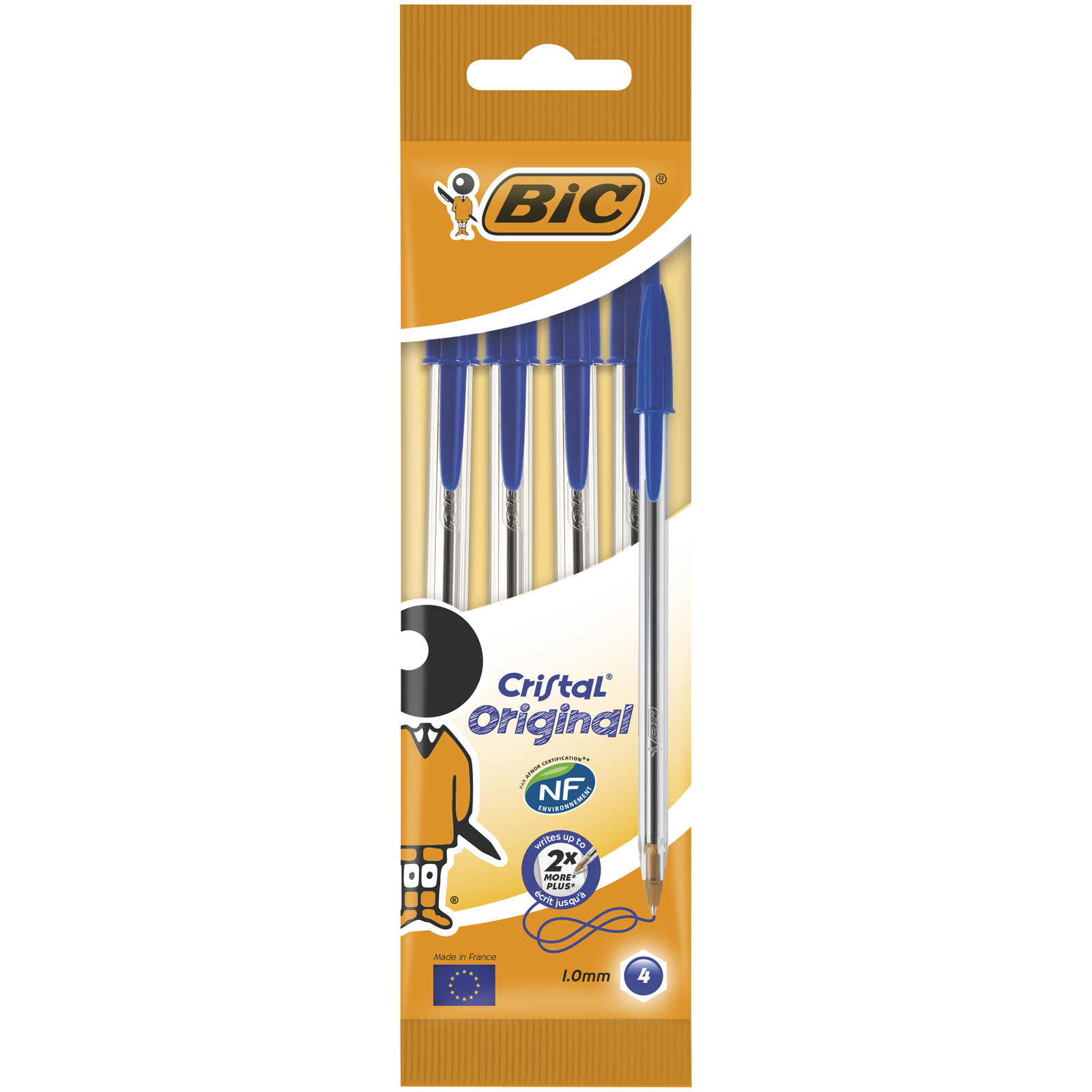 

Набор ручек шариковых BIC Cristal 8308601, синие, 1 мм, 4 шт.