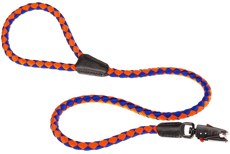 фото Поводок для собак ferplast twist matic g , 110 см x 1,2 см, оранжевый с синим