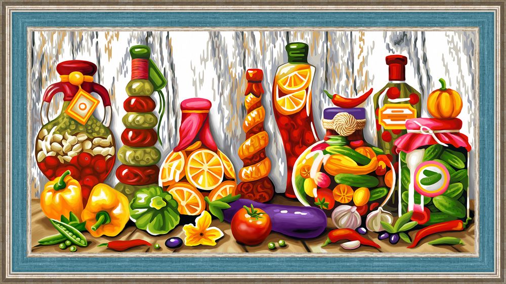 

Алмазная вышивка Алмазная Живопись Домашние соленья, 30x60 см, Домашние соленья