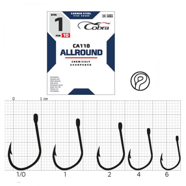 Рыболовные крючки Cobra Allround CA118 №4, 10 шт.