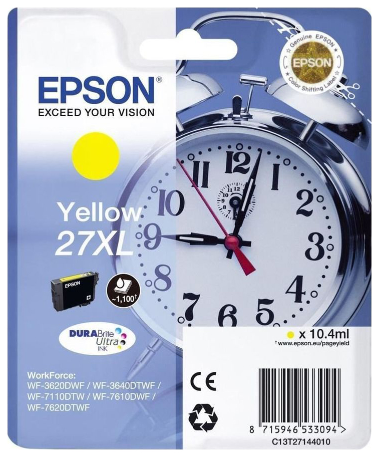 

Картридж для струйного принтера Epson T2714 (C13T27144022) желтый, оригинал, T2714