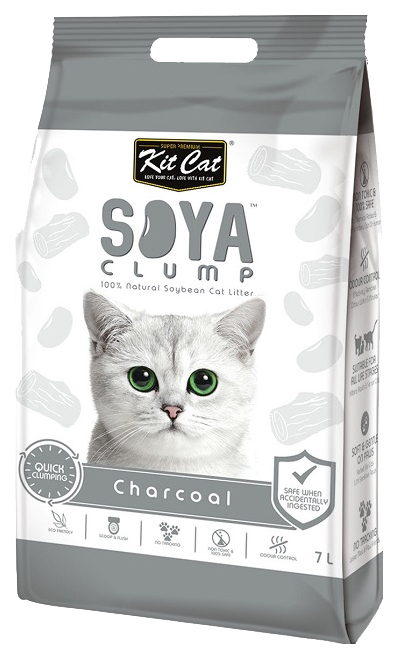 Комкующийся наполнитель Kit Cat SoyaClump Soybean Litter Charcoal соевый, 7 л