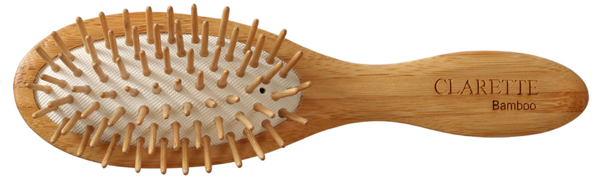 фото Щетка для волос clarette на подушке с бамбуковыми зубьями компакт