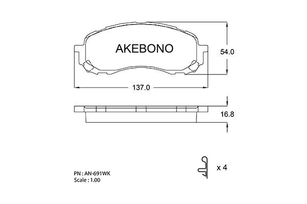 Тормозные колодки Akebono дисковые AN691WK
